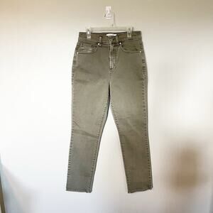 Level99 high waisted straight linden green‎ jeans women’s size 26/27
